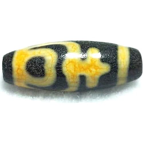Tibet Agate DZI Beads Old Yellow/Black Dragon Pattern Aquarius Totem 11*28mm Agate Beads Men&women Jewelry DIY Free Shipping