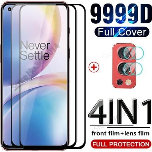 Full cover tempered glasses case for oneplus nord2 nord 2 9r ce 9 pro r 9pro 5g film front screen protector camera film not glas