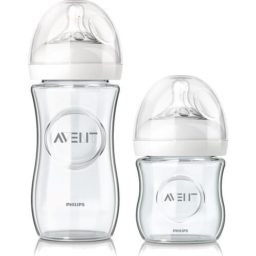 Philips Avent Natural Glass Baby Bottle Set 2'li 240 ml and 120 ml-Baby feeding BPA free