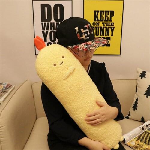 Fancytrader Japen Anime Yellow Shrimp Pillow Toy Soft Pop Cute Anime Long Plush Doll 70cm
