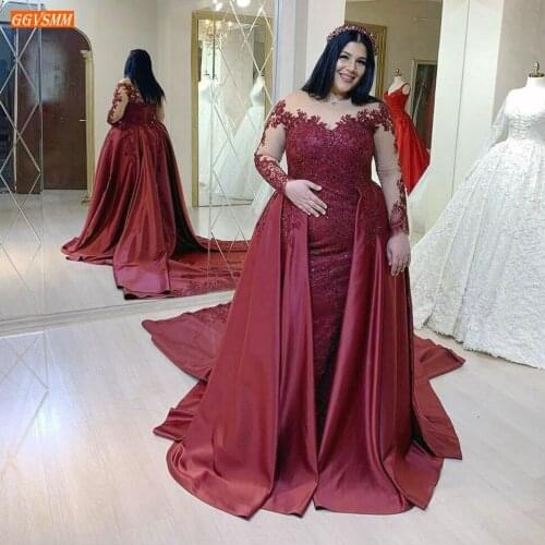 Exceptional Burgundy Evening Gowns Long Appliqued Lace Satin Middle East Women Formal Dress African Custom Made Evening Dresses