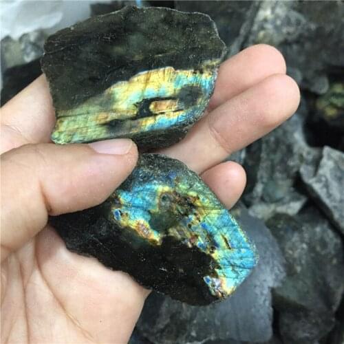 2pcs energy stone small size natural stones and minerals labradorite rough stone section polished gemstone for home decoration
