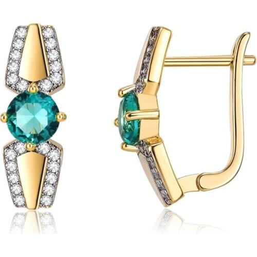 Classic Romantic Jewelry Green AAA Zircon Stud Earrings For Women Engagement Fine Jewelry Gold Earring Gift Dropshipping