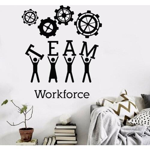 Team Business Work Wall Sticker Vinyl Decals Teamwork Office Interior Decoration Creative Black Wall Removable Mural DK-139