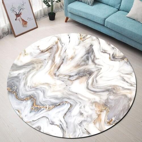 Marble Texture Pattern Gray Round Rug Children Room Non-slip Mat Bedroom Modern Rugs and Carpets For Home Living Room Decoration