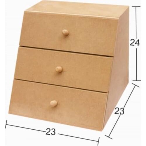 KU388 Stage 3 Drawers Box, Can Be Painted Wood Mdf Box