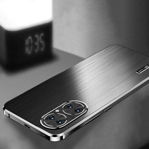 Brushed Laser Metal Frame&PC Back Case Antifall For Huawei P50 P40 Pro Mate 40 Mate 40 Plus+Precise Hole Lens Protection Cover