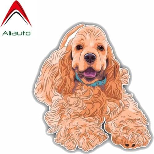 Aliauto Lovely Car Sticker American Cocker Spaniel Dog Decoration Decals for Mustang Infiniti Skoda Mercedes Benz ,14cm*12cm