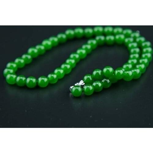 Natural Green Jade Beads Necklace Jadeite Jewelry Fashion Charm Accessories Hand-Carved Lucky Amulet Gifts for Women Her Men
