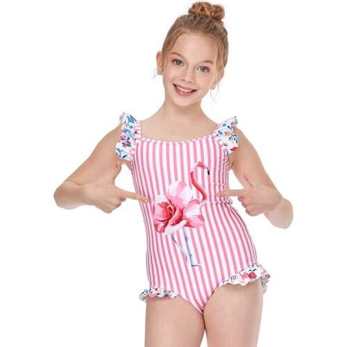 Childrens new swimsuit girls print one-piece swimsuit one-piece sling bag hip swimsuit childrens beach swimsuit