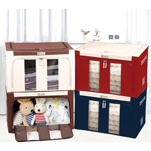 Hot Home Storage Oxford Cloth Steel Frame Storage Box for Clothes Bed Sheets Blanket Pillow Shoe Holder Container Organizer OW