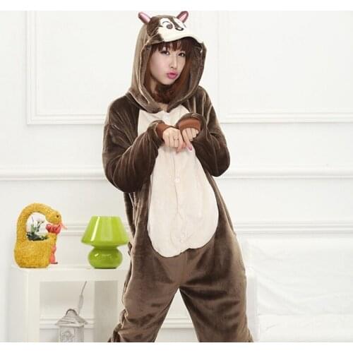 Adults Animal Pajamas Sets Cartoon Sleepwear Cosplay Zipper Women Men Winter Unisex Flannel Grinder mouse Pajamas