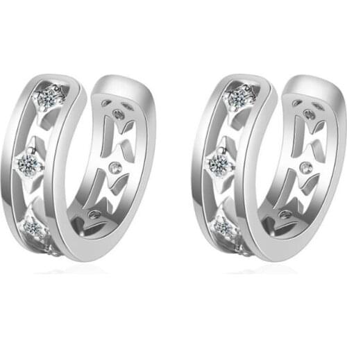 New Fashion Princess Earrings Crystal Hollow Clip Ear Girls Jewelry Trendy 925 Silver Earring For Women Accessories Gold Earring