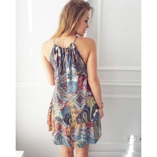 Ostrich Womens Summer Vintage Boho Evening Party Beach Floral Dress Bohemian Fashion Sexy Dress For Women vestidos verano dress