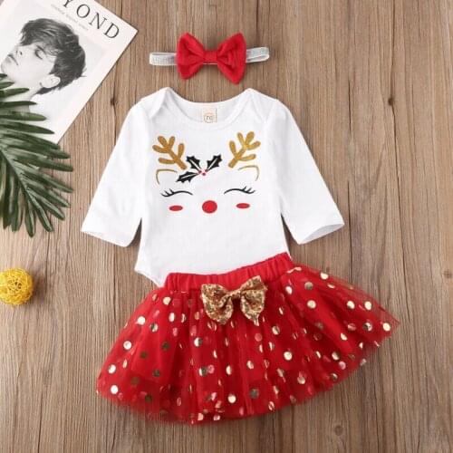 Pudcoco 2020 Toddler Infant Baby Girl Xmas Tops Romper Bodysuit Tutu Skirt Outfits Clothes New Fashion Baby Clothing