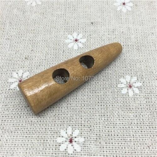 50pcs Light Brown 5cm 2 Holes Wooden Sewing Horn Toggle Buttons Buckles Sew Accessories Sweater Coat Cloth Button