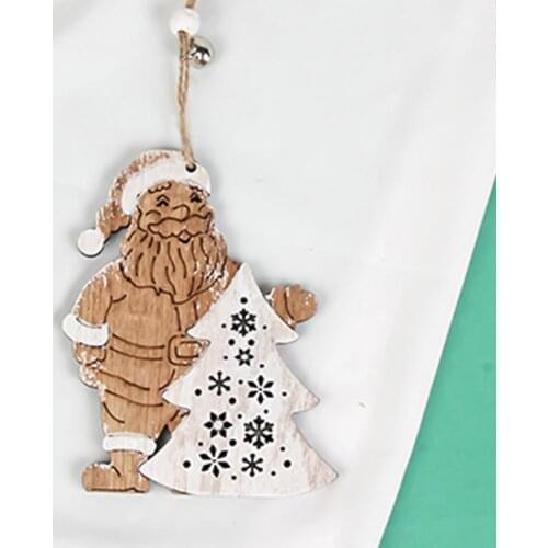 Christmas Santa Clau Hanging Ornaments Lightweight Santa Claus Shaped DIY Ornaments Wood Eco-friendly for Household