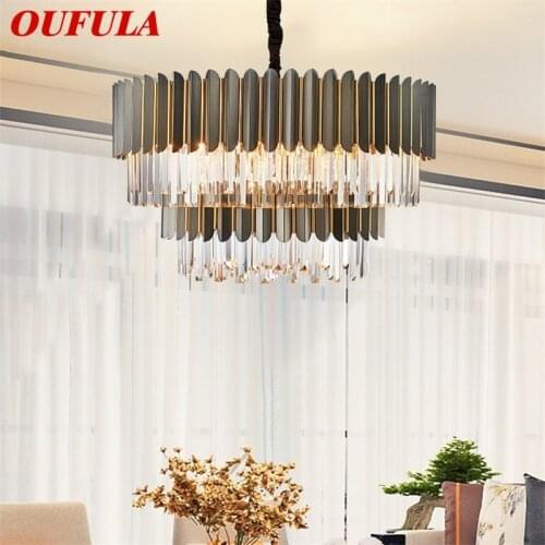 OUFULA Modern Crystal Chandelier Lights Luxury Creative Decorative LED Ceiling Fixtures For Living Room Dining Room Villa Duplex