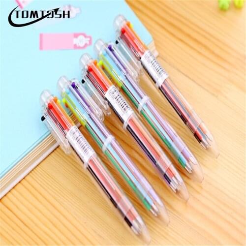 TOMTOSH cartoon 6 color ballpoint pen creative multi-color pen press the signature pen school supplies student pen