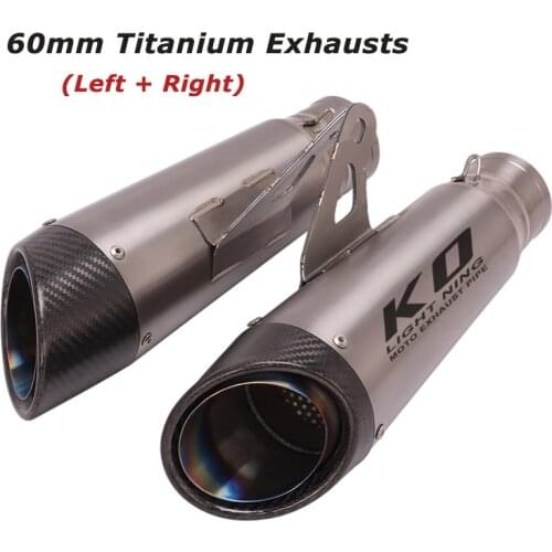 60mm Universal Titanium Exhaust Tips Escape Tail Pipe Carbon Fiber End One Pair Left Right System for Motorcycle ATV Scooter