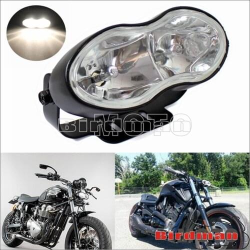 Universal Motorcycle Twin Oval Wave Headlamp H3 55W Dual Headlight For Cafe Racer Bobber Chopper Sportster Cruisers Street Bikes