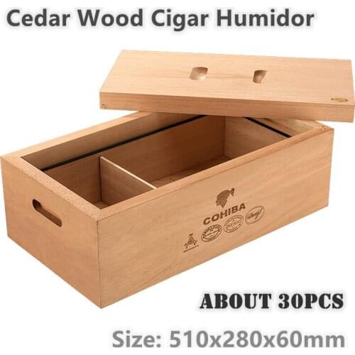 510x280x60mm Cedar Wood Cigar Humidor Unpainted Storage Cigar Moisturizing Case Natural Wooden Color Simple Cigarette HumidorBox