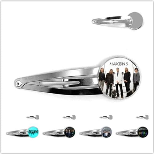 Maroon 5 Snap Barrette Stick Hairpins 3D Printing Logo 20mm Glass Dome Hair Clip Jewelry For Women Men Music Fans Creative Gift