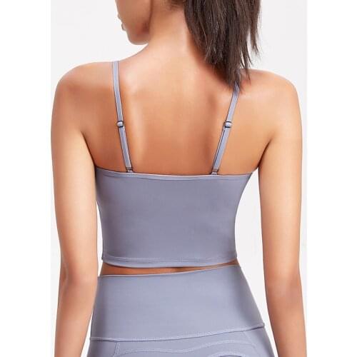 Women Sexy Adjustable Fine Shoulder Strap Yoga Vest With Pad Stretch Tight Running Sports Vest Quick-Drying Dance Training Top