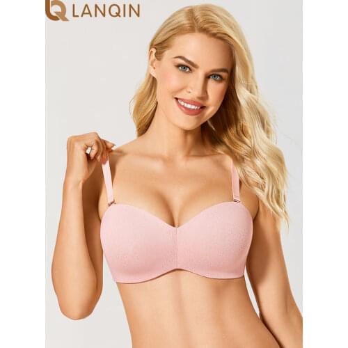 Womens Plus Size Strapless Bra Unlined Underwire Minimizer Anti-slip Silicone Support Multiway
