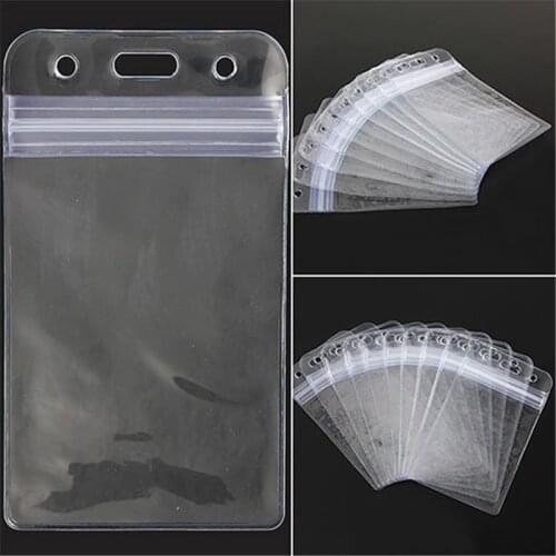 1/5/10pcs Transparent Waterproof Vertical PVC Plastic Clear Zipper ID Card Holder Pocket Credit Passport Card Bag