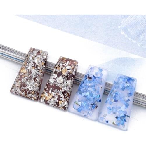 10pcs Trapezoid Gold Foil Fragments Ring Patch Resin Findings Diy Jewelry Charms Crafts Cabochon Beads Earring Headwear Make