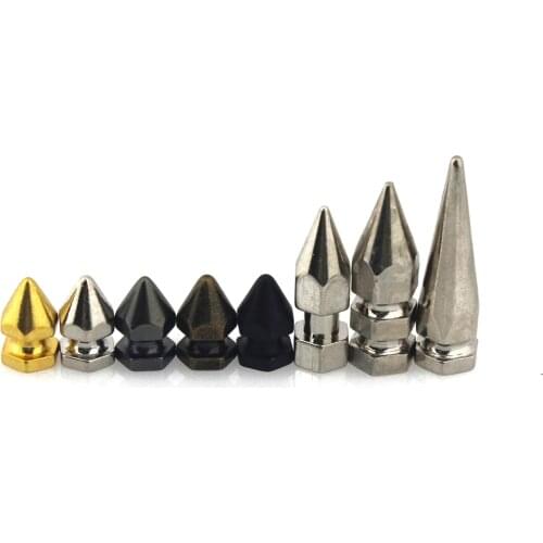 10pcs Solid Metal Screwback Cone Studs Bullet Spikes Punk Rivets for Leather Craft Bag Garmet Shoes Decor Pet Collar Anti-bite