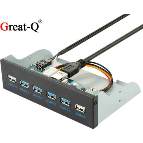 19Pin+9Pin 2 Port USB2.0 + 4 port USB 3.0 hub Front Panel Combo Bracket Adapter For Desktop Internal 3.5" CD DVD ROM