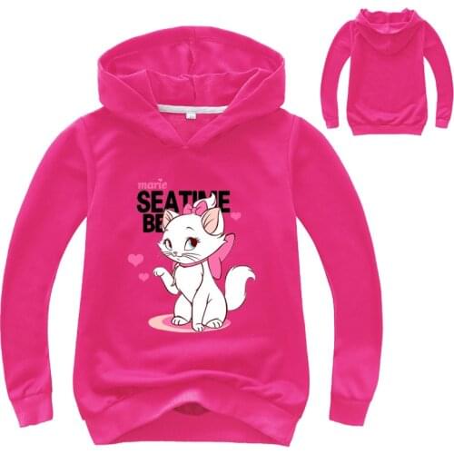 2-14Years Marie Cat Kids Clothes Long Sleeves Hoodies for Girl Aristocats Cat Sweatshirt Cute Baby Bomber Bobo Jacket T-shirt