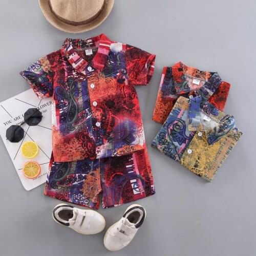 New 2021 Summer Baby Boy Clothes Print Short Sleeve Shirt+Shorts 2pc/Sets casual Toddler Infant Kids Outfits Girls Clothing