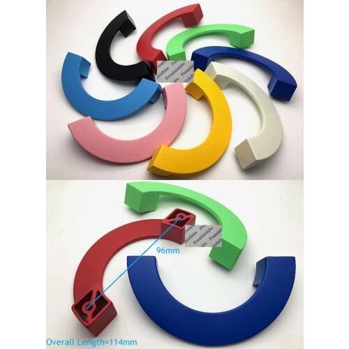 2Pcs/Lot Zinc Colorful Half Circle Moon Semicircle Door Drawer Pull Furniture Cupboard Cabinet Green Blue Pink Black White Red