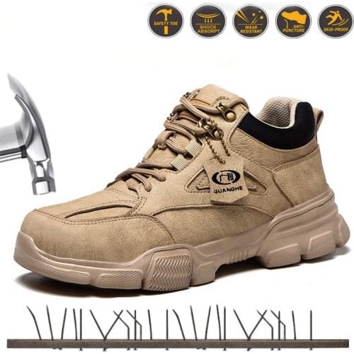 2020 mens anti-smash and anti-puncture safety shoes, breathable work shoes and safety boots can be worn in all seasons