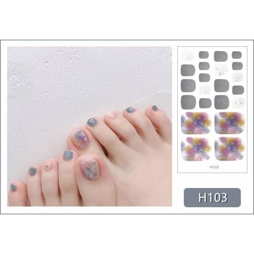 22tips/sheet Korea Fashion Color Nail Sticker French Full Nail Wraps Nail Polish Sticker Japanese Nail Art Predesigned Drop Ship