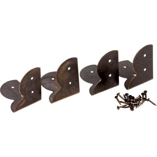 4pcs Corner Protector for Furniture Antique Home Decorative Bronze Corner Bracket for Chest Case Box