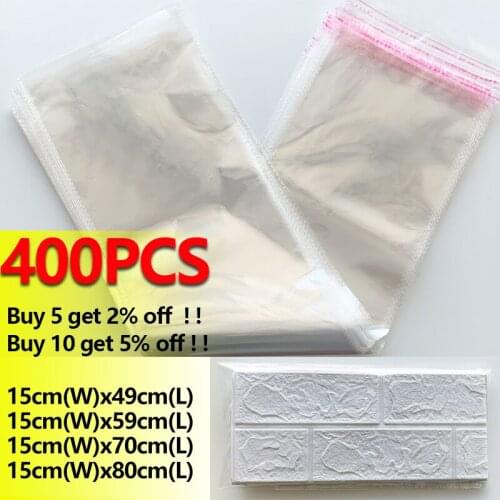 OPP Packing Bag 400PCS Transparent Self-Adhesive Elongated Packing Bags Clear Plastic Cellophane For Yoga Mats Wig Storage Bag