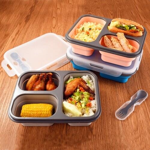 900ml/1000ml/1100ml Silicone Folding Bowl Collapsible Bento Box Portable Dishes Box Leakproof Food Container Bowl For Kids Adult