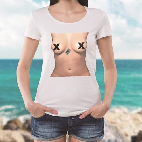 Big Boobs Sexy Stomach Pack Abs Print T Shirt Womens Short Sleeve Summer Creative Pattern Funny Female Modal Tops Novelty Tees