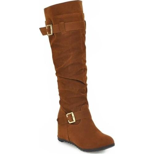 Big Size 9 10 11 12 boots women woman winter boots women women shoes botas The belt buckle is raised inside the sleeve