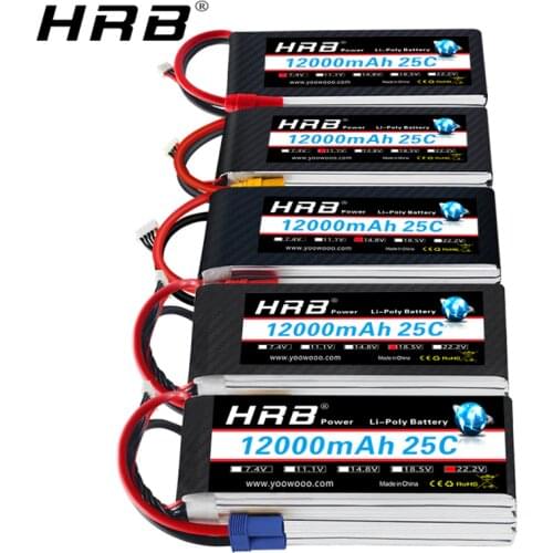 HRB Lipo Battery 12000mah 7.4V 11.1V T Deans XT60 XT90 EC5 14.8V 18.5V 22.2V 2S 3S 4S 5S 6S 1S RC FPV Helicopter Airplane Parts