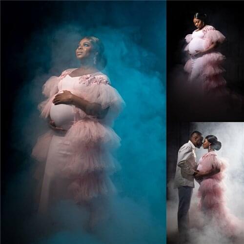 Bathrobe for Pregnant Ladies Pink Tiered Tulle Lingerie Nightgown Pajamas Sleepwear Women Bridal Gowns Nightrobes