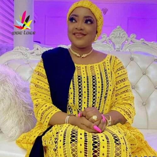 Cotton Milk Silk Tissue Cord Lace Fabric with Blue Color African Nigerian Quanlity Embroidery New Style Design for Dress