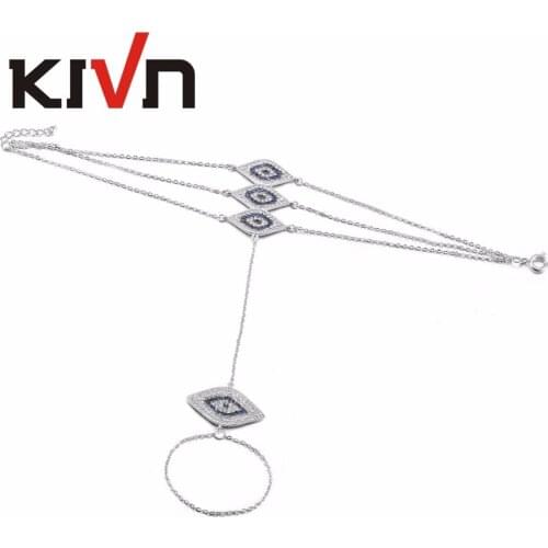 KIVN Fashion Jewelry Pave CZ Cubic Zirconia Turkish Blue eye Women Girls Bridal Wedding Wrist Bracelets Birthday Gifts