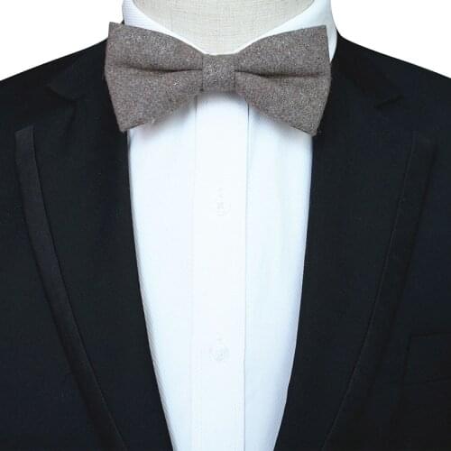 Ricnais New Classic High Quality Gray Woolen Solid Bow Tie Mens Necktie For Wedding Business Party Gift Skinny Cravats Bowtie