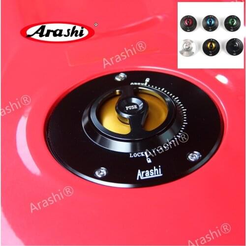 Arashi For KAWASAKI CNC Fuel Gas Tank Cap Oil Tank Cover Petrol Case Waterproof 112mm 3 Mounting Spots