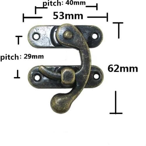 Furniture Locked,Box Suitcase Toggle Latch Buckles Bronze Tone,Antique Style Metal Lock,Iron Wooden Box Lock,53*62mm
